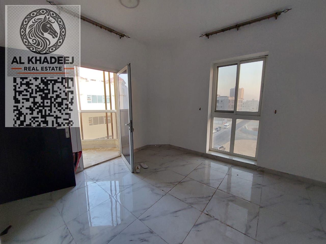 One of the most luxurious offers in Ajman for annual rent in the most luxurious areas, close to the Mohammed bin Zayed exit, a room and a hall with mo