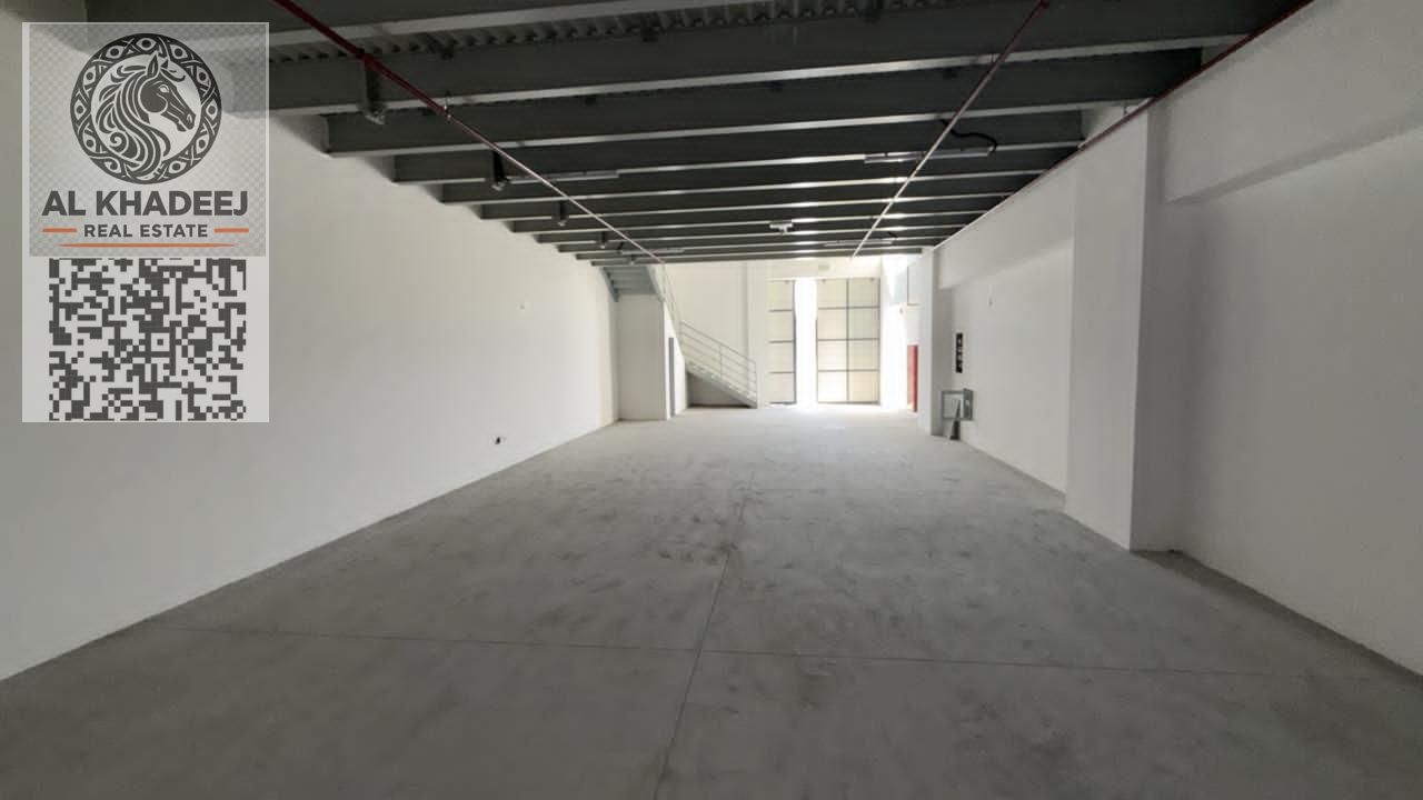 Spacious warehouses for annual rent in Al Jurf Industrial, Ajman, with 3,000 sq. ft. , mezzanine, 30 kW electricity, ideal for storage or commercial use