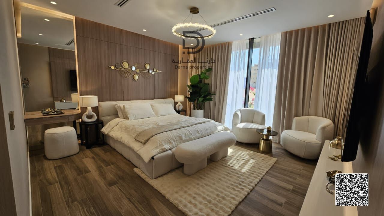 3 rooms and a hall for sale with full furnishings, without commission and without registration fees, in a new project in the Emirate of Ajman, Al-Aliya area with Sheikh Mohammed Bin Zayed Road, directly close to Dubai and Sharjah
