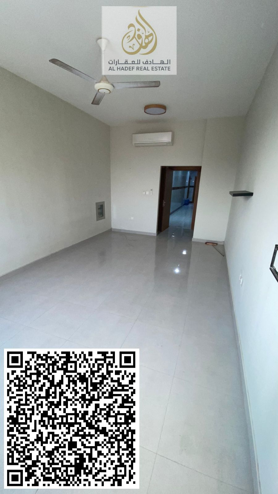 One bedroom, living room, balcony, two bathrooms, and kitchen