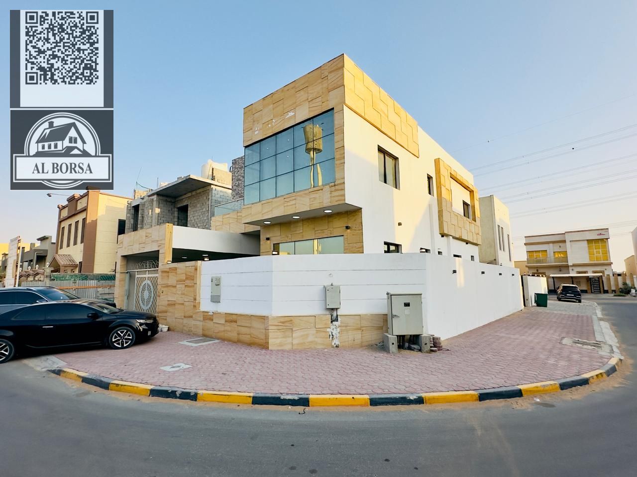 For rent in Al Yasmin, a villa with five master bedrooms, a living room, a majlis, and a maid's room.