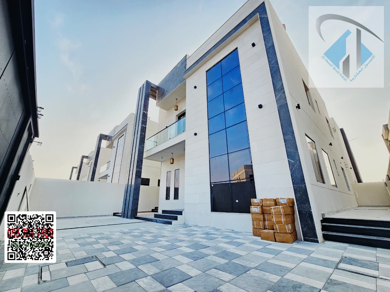 A detached villa with a large yard next to the mosque, including registration fees, freehold ownership, and excellent finishing.