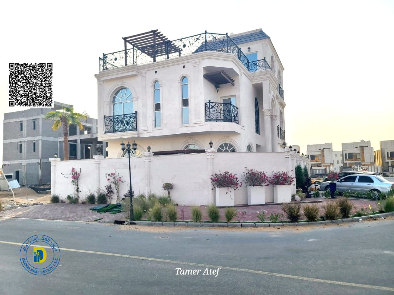 For sale: Corner villa with 5 bedrooms, swimming pool, and roof terrace in Al Bahia , Super deluxe finishing, freehold ownership, bank financing.