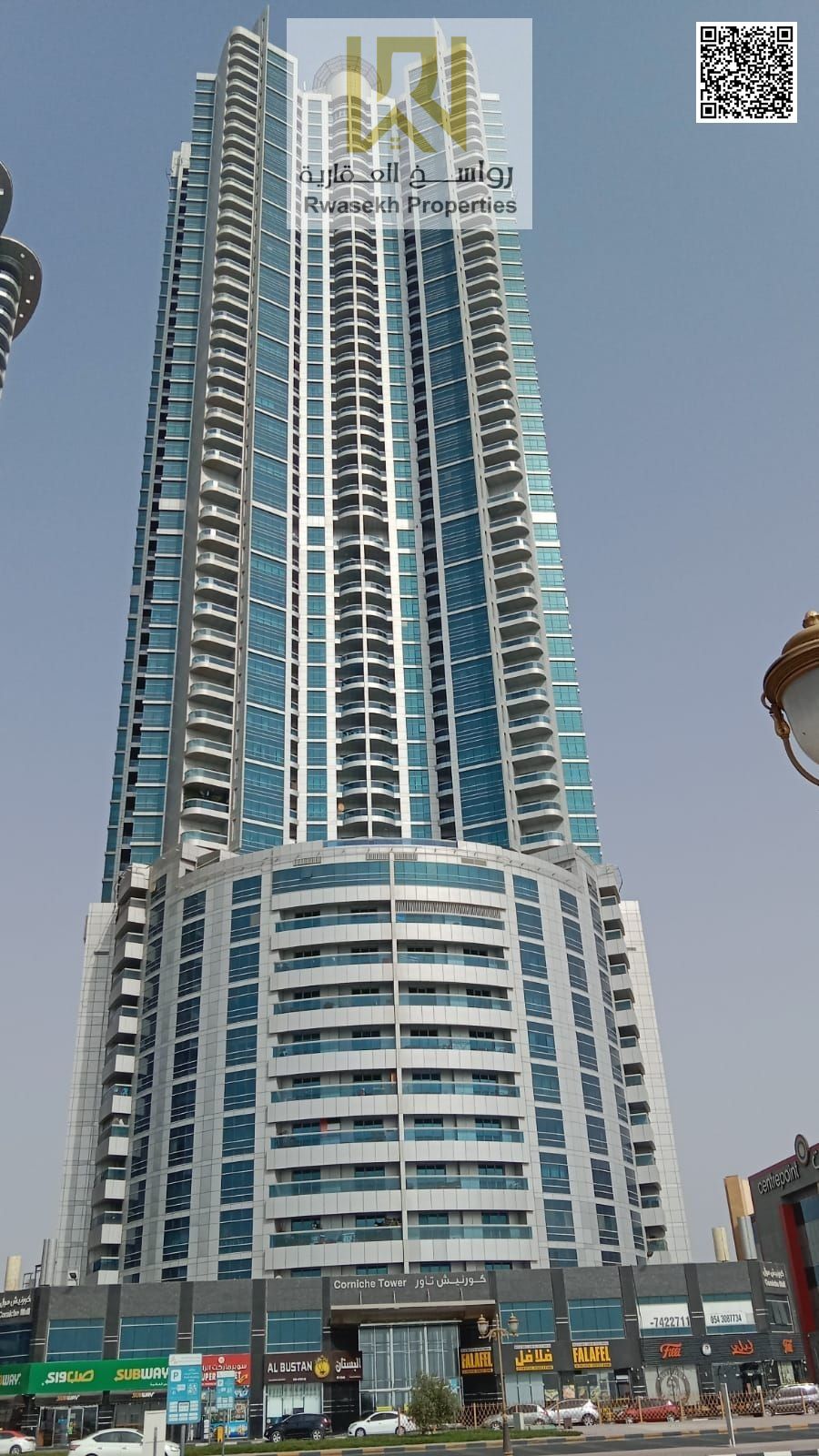 Apartment Description – Concord Tower, Ajman A luxurious 3-bedroom apartment with a living room is for sale in Concord Tower, one of the most pre