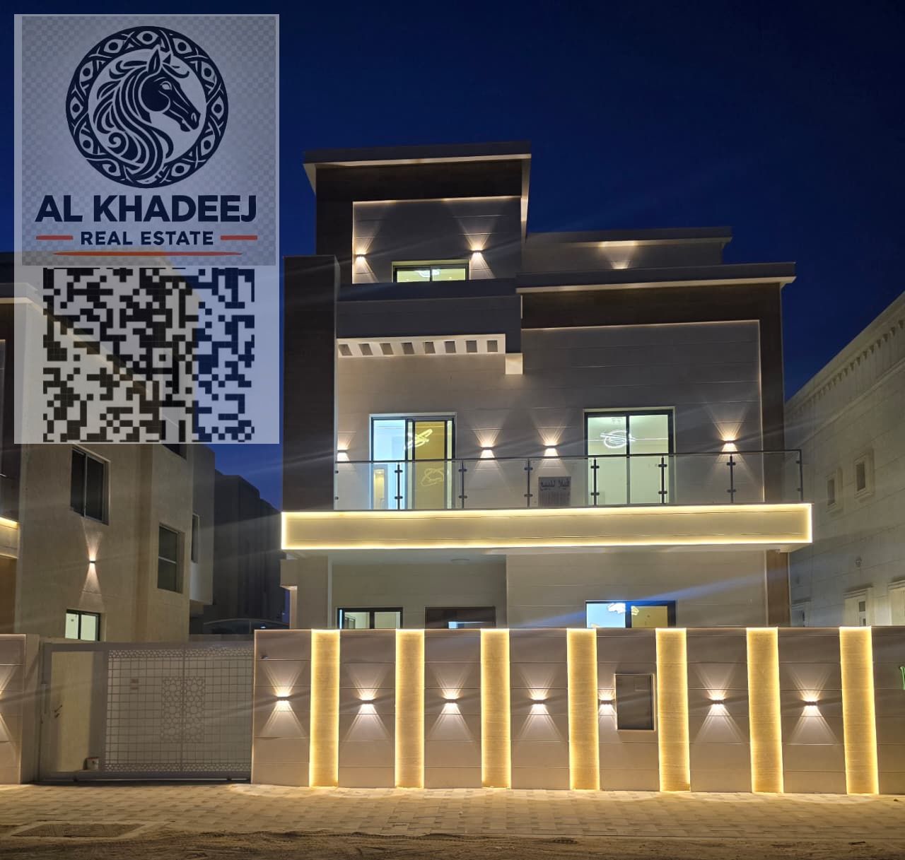 Luxury villa for sale in Al Yasmin – directly opposite the mosque, full stone facade, elegant design and spacious area