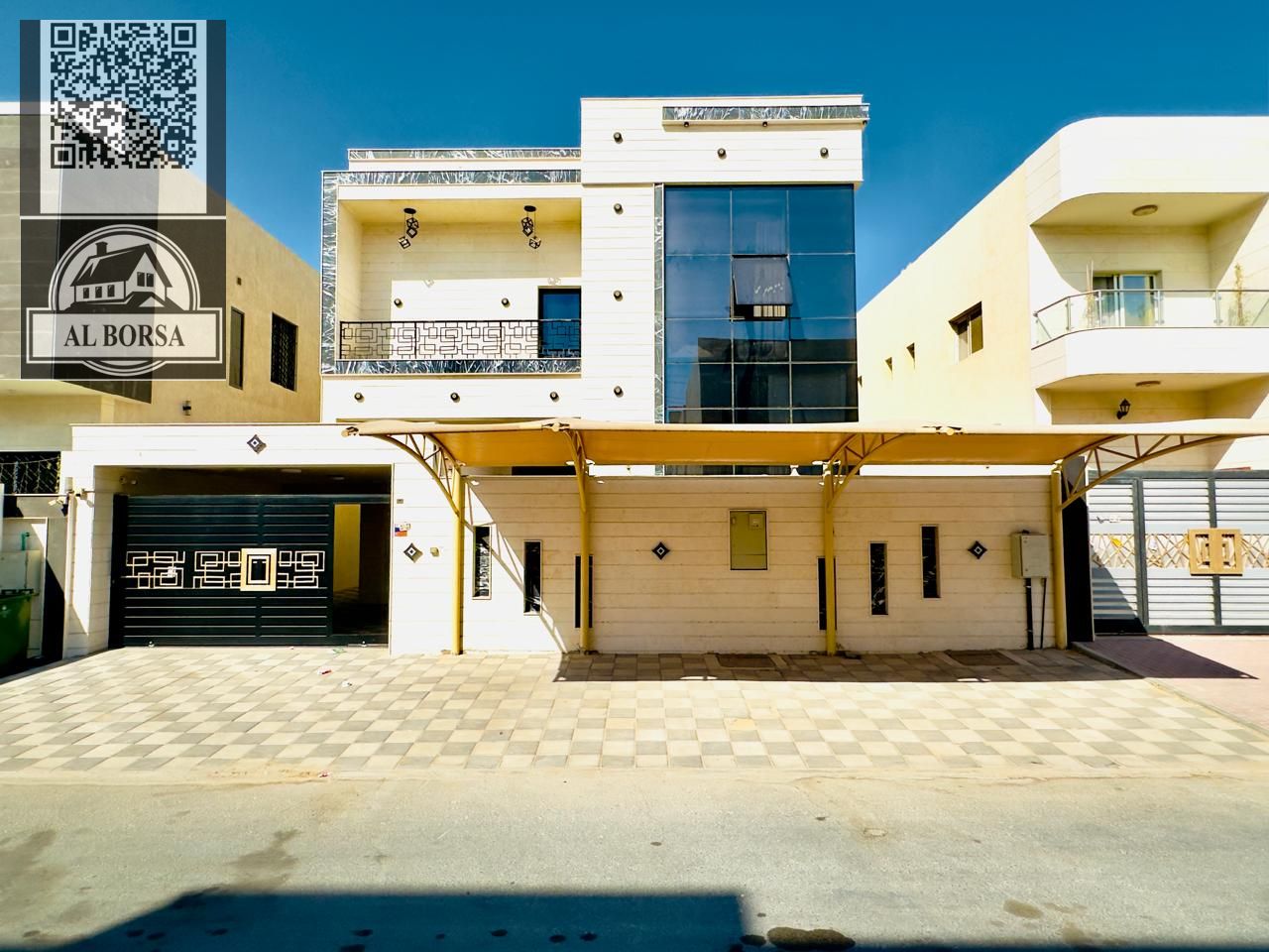 For sale in Al Yasmin area, a villa with 5 master bedrooms, a living room, a maid's room, and a spacious kitchen.