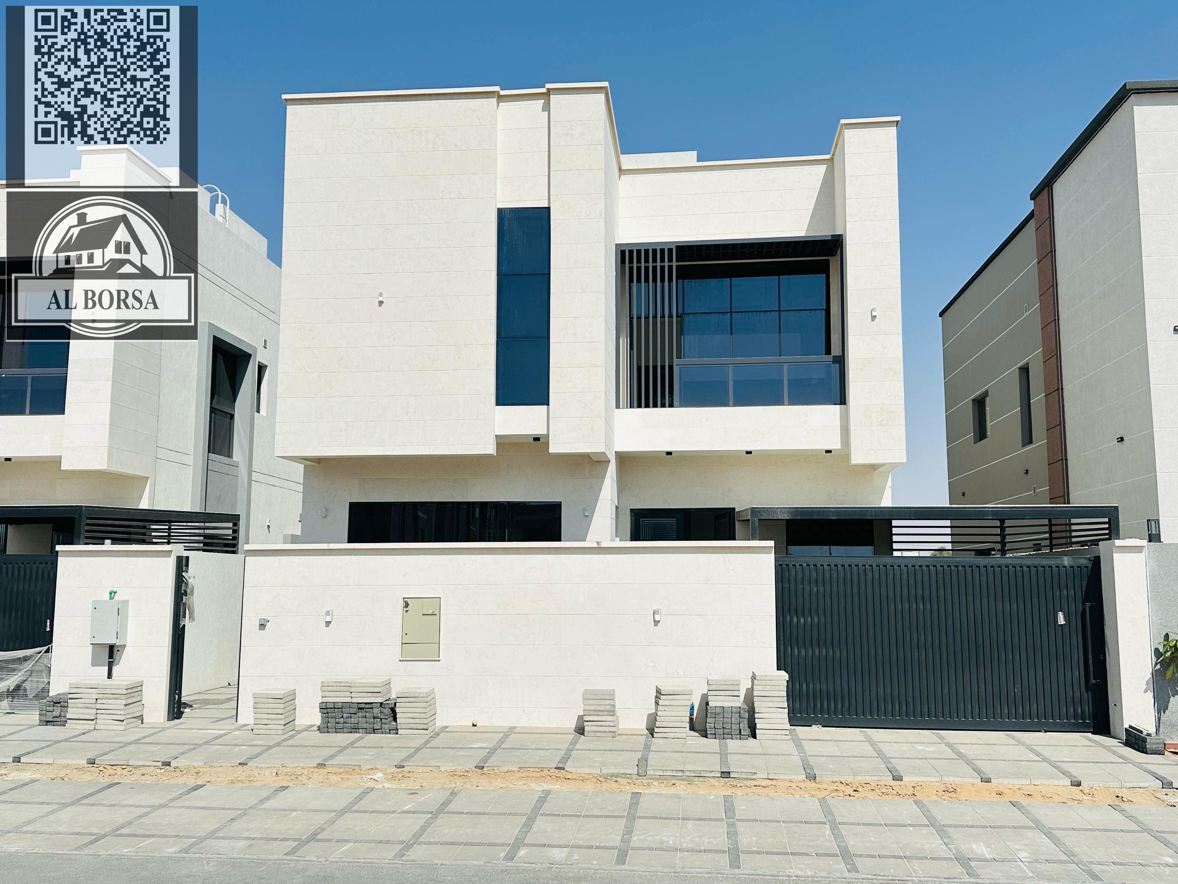 Villa for rent in Al Yasmin, behind Al Hamidiya Park. 5 master bedrooms, living room, majlis, and roof terrace. Central air conditioning.