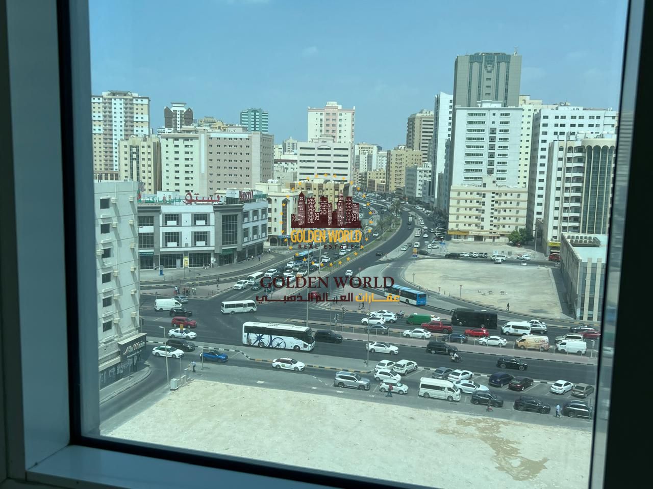 Two-bedroom apartment with master room, two bathrooms, and built-in closets, spacious layout converted from hotel to residential in Al Majaz 1