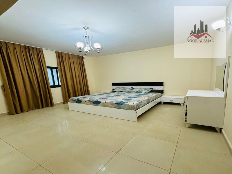 Sharjah, Al Taawun area. One bedroom, living room, kitchen, two bathrooms, and balcony. Price: 5500 AED including internet only.