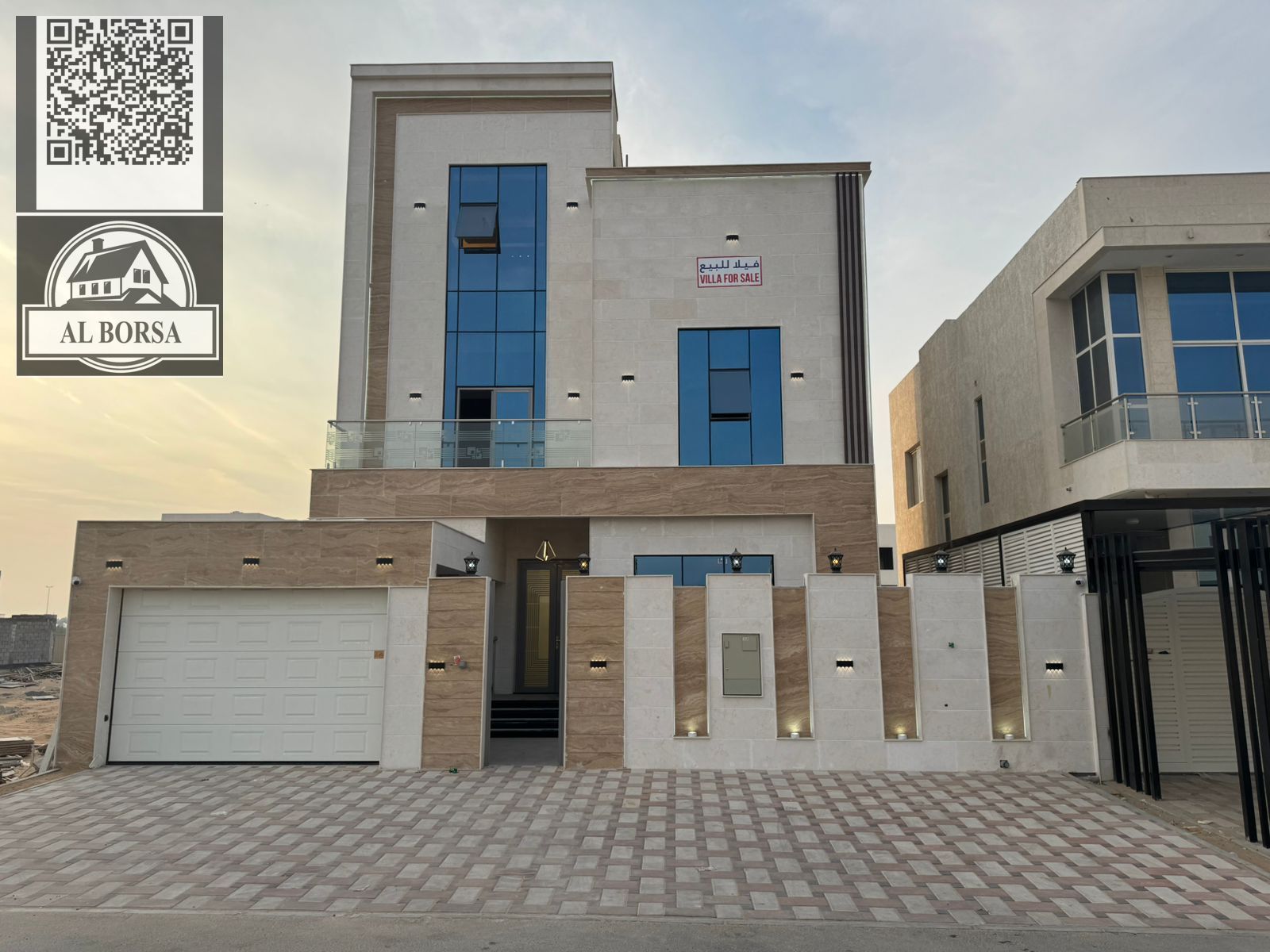 Villa for sale in Al Bahia, Ajman. 6 master bedrooms, large majlis, large living room and kitchen.