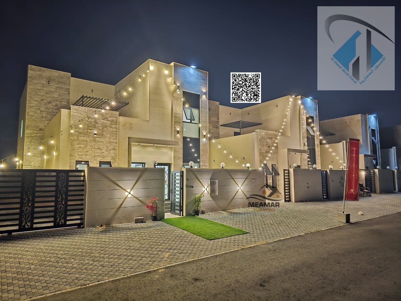 For rent: Modern villa, first occupancy, in Ajman - Al Helio area. 4 master bedrooms, living room, majlis, and maid's room.