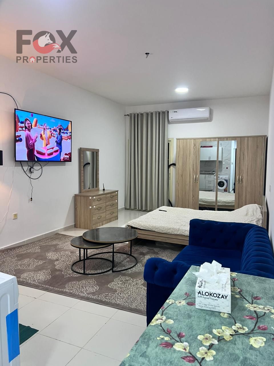 First-time occupancy studio apartment for monthly rent in Al Rashidiya 1 + balcony, close to all services and public facilities.