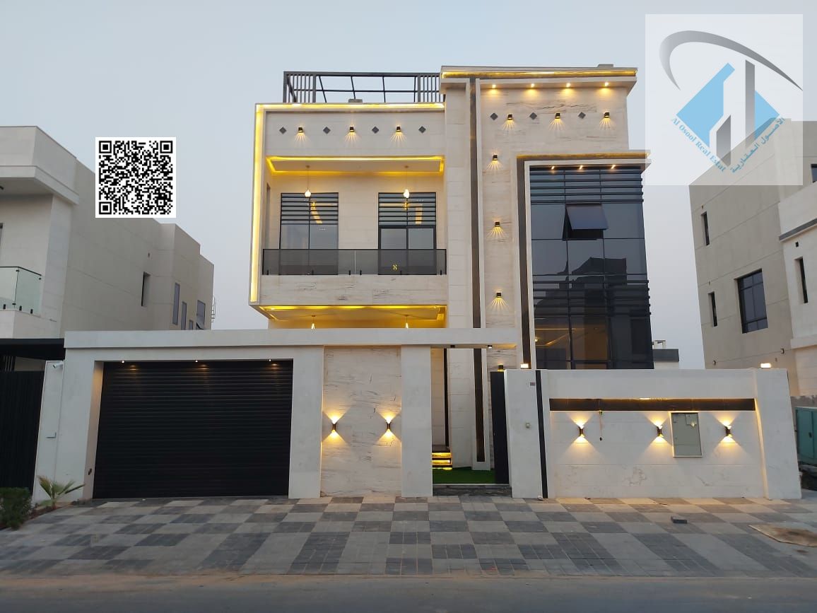 Luxury super deluxe villa for sale in Al Zahiyah area, Ajman, including air conditioning, at a special price.