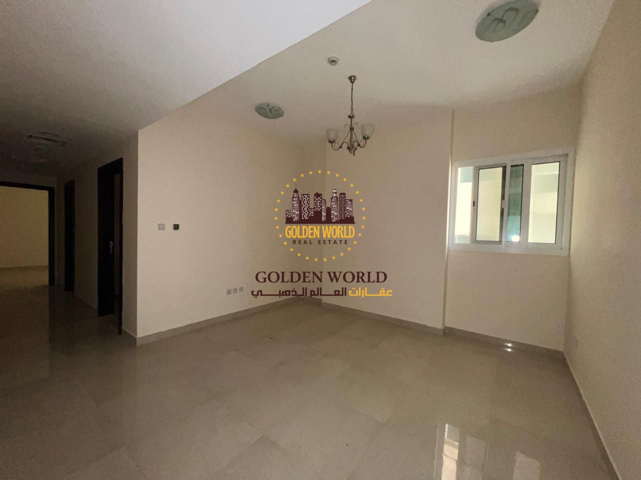 Clean 1BR hall in Al Qasba Jazz 3 with free parking and 1 bathroom, prime location near services, perfect for comfortable living.