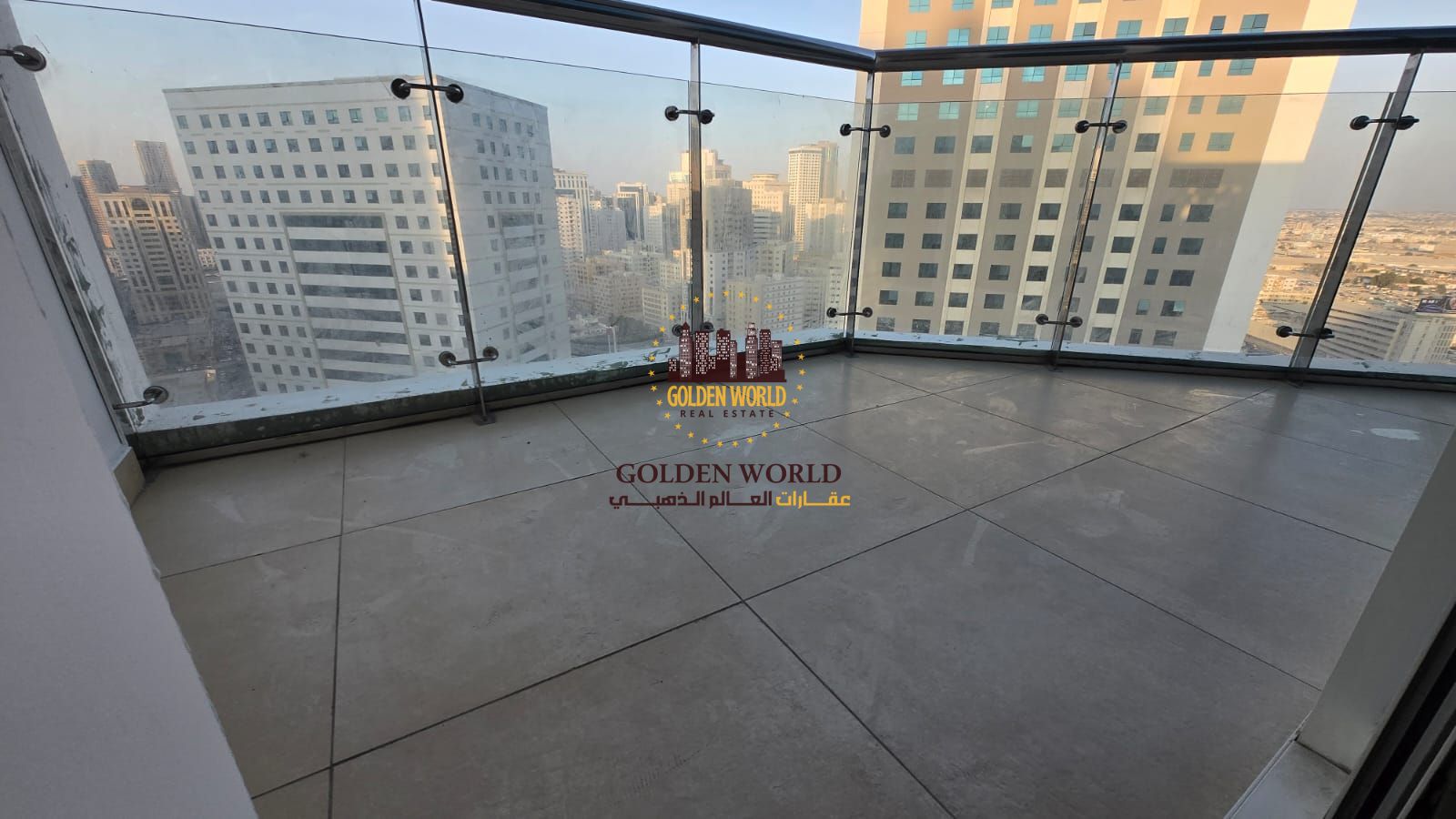 Spacious 3-bedroom apartment with a large living room in Al Taawun, featuring a full panoramic open view, balcony, built-in wardrobes, maid’s room, st