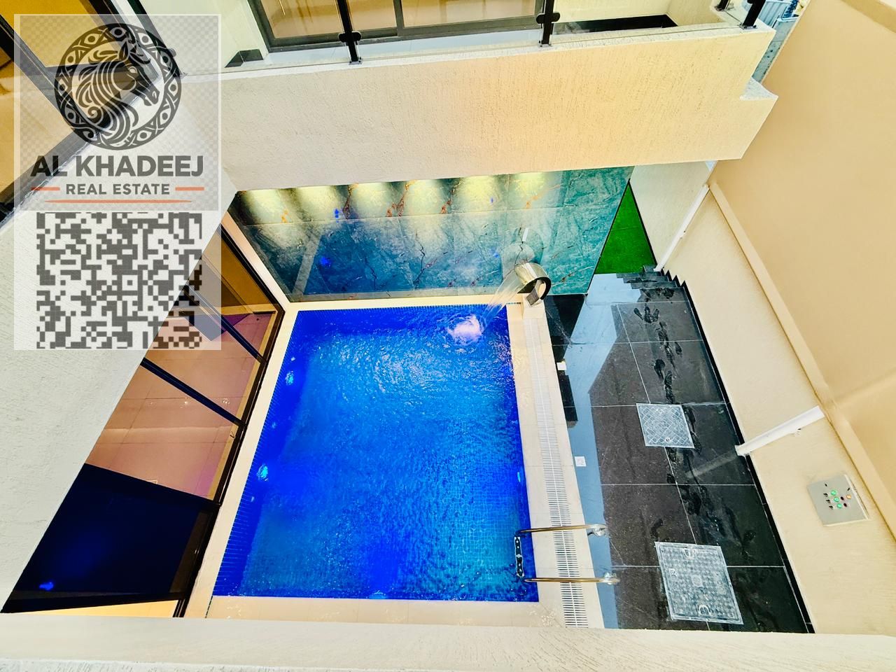 Luxury villa with a modern design and high-end finishes, including registration fees, electricity, and air conditioning, in Al Haliyo 2, Ajman.