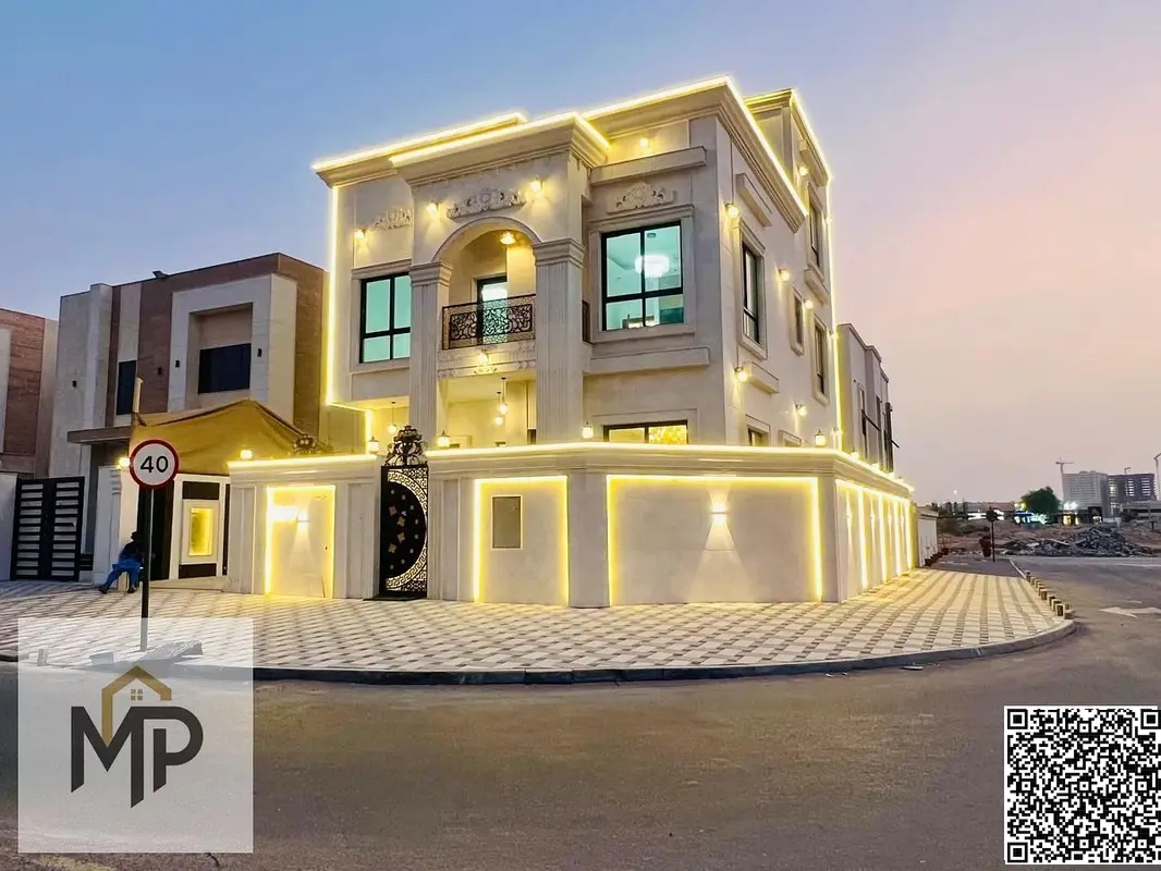 For sale: Corner villa in Al Helio area - Ajman. Prime location. Price includes registration fees.