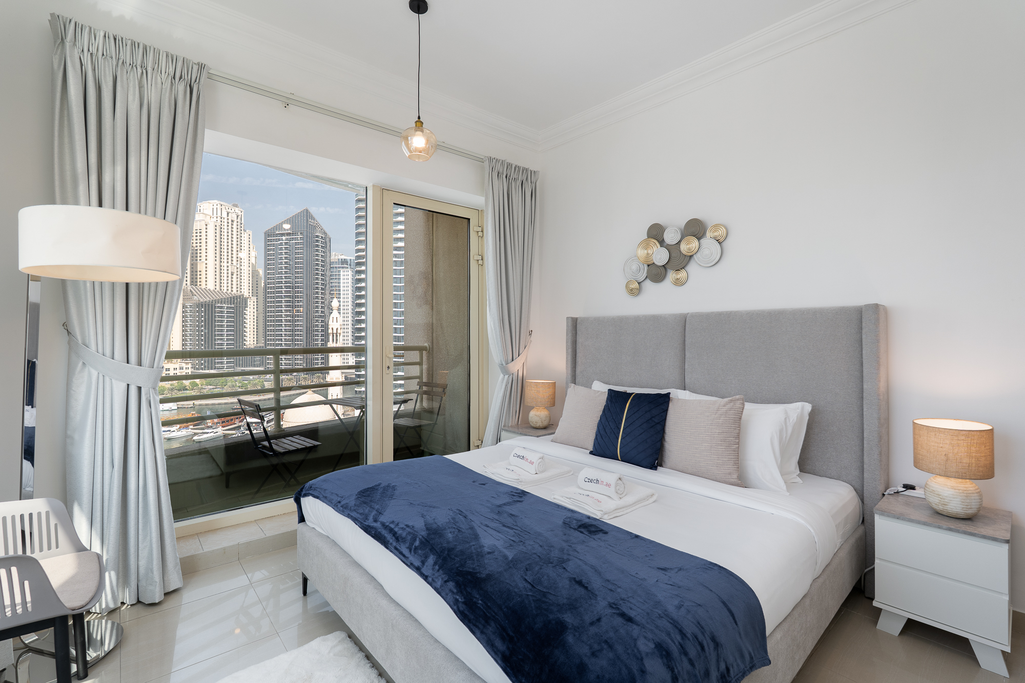Stylish 1BHK Sofa Bed Dual Balconies Marina Views
