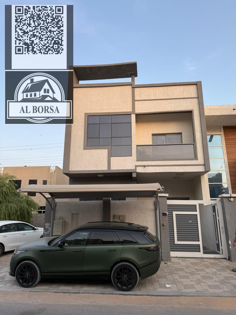 Furnished townhouse for rent in Al Yasmin, five master bedrooms, living room, majlis, covered outdoor parking.