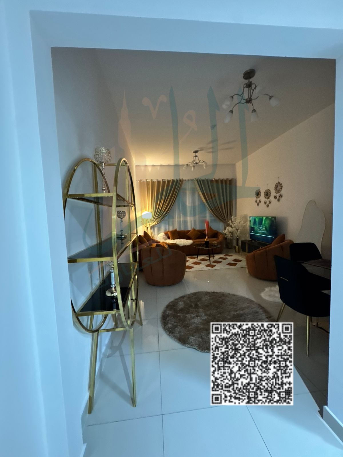 For rent in Ajman, in the Mushairif area. We have a one-bedroom apartment with a living room, fully furnished, first-time occupancy, super deluxe f