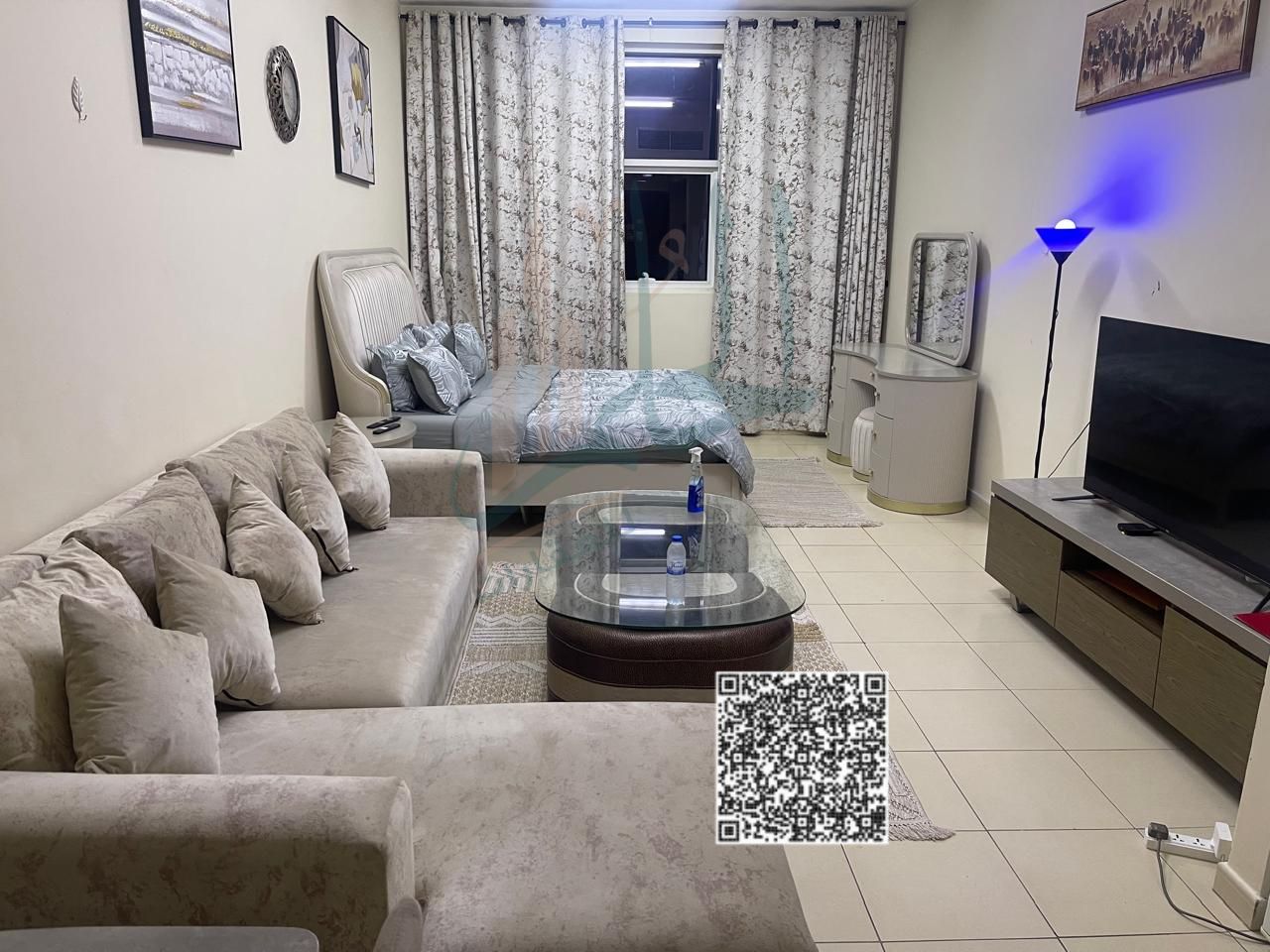 For Rent in Ajman One Furnished studio, first tenant, with high-quality finishing and a prime location in Ajman One Towers.