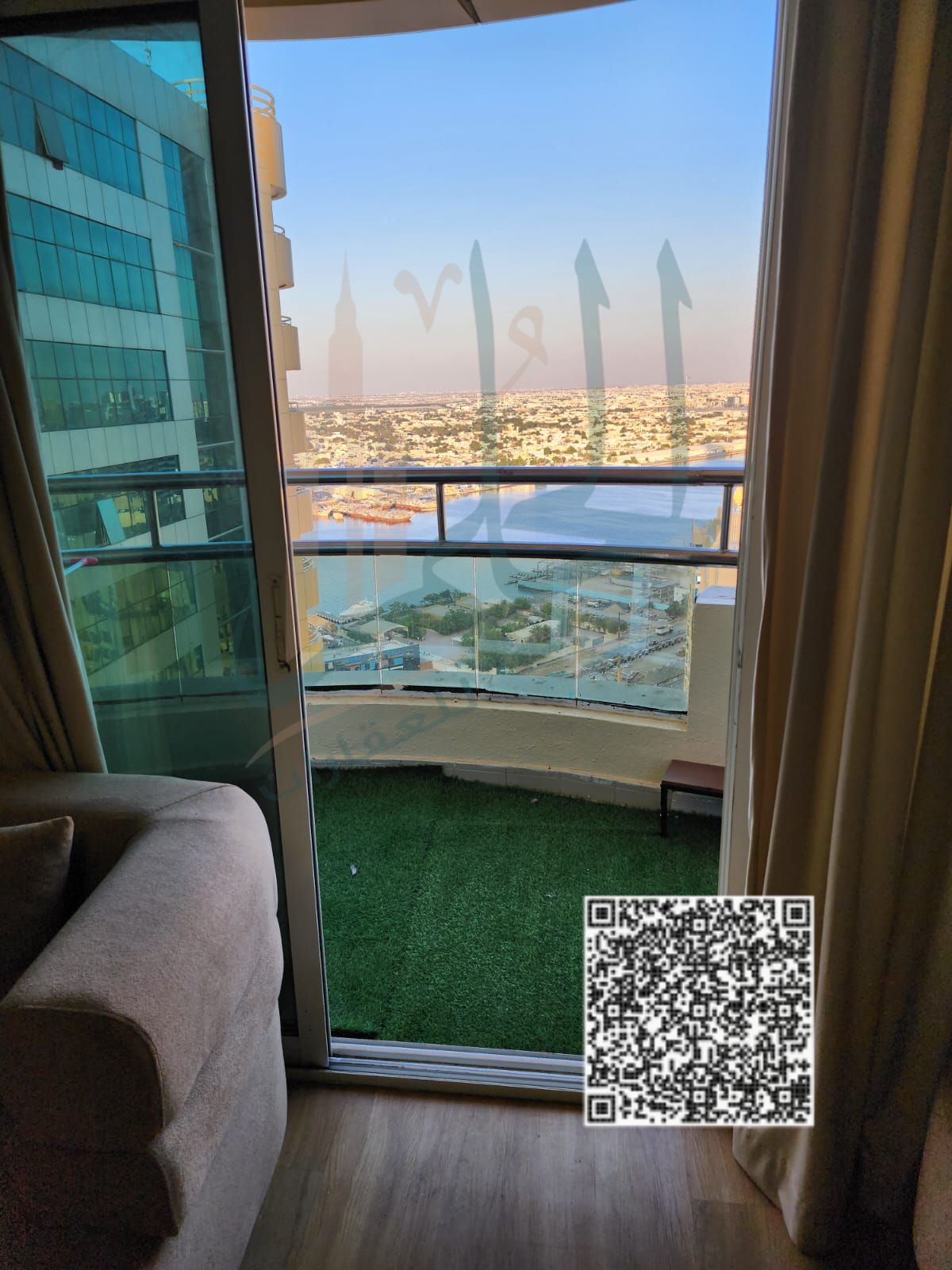 2 BHK 3 bathrooms balcony, and stunning view of Ajman Creek for sale