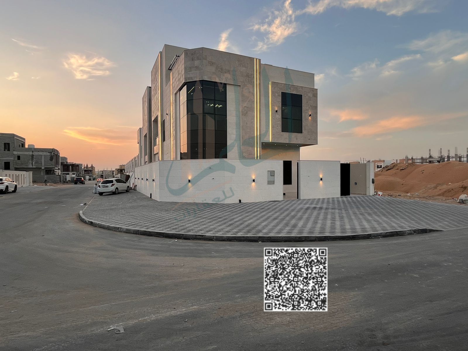 A luxurious villa for annual rent in the Al Zahia area of Ajman, located on a prime corner plot at the intersection of two streets. It is available