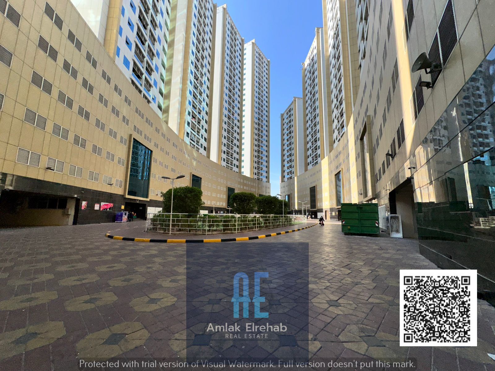 For annual rent: one bedroom and hall, 2 bathrooms, a balcony, and parking in pearl Tower.