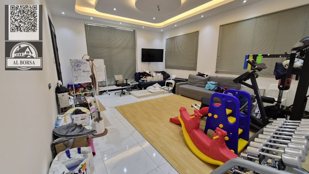 Villa for rent in Al Zahia area, 5 master bedrooms, living room, majlis, kitchen and maid's room