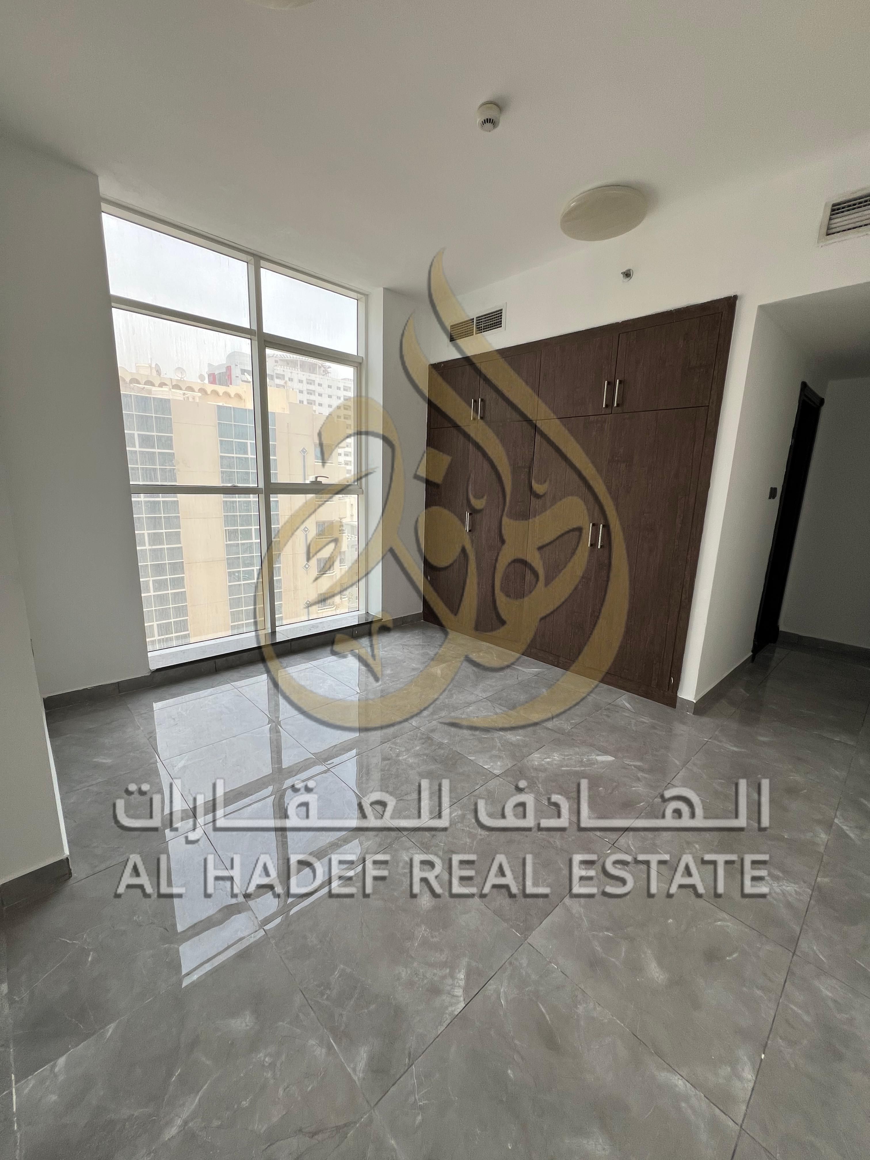 For rent in Sharjah, Al Majaz 2 area 3 bedrooms and a living room. Annual rental, free gym and swimming pool, free parking, one additional month free