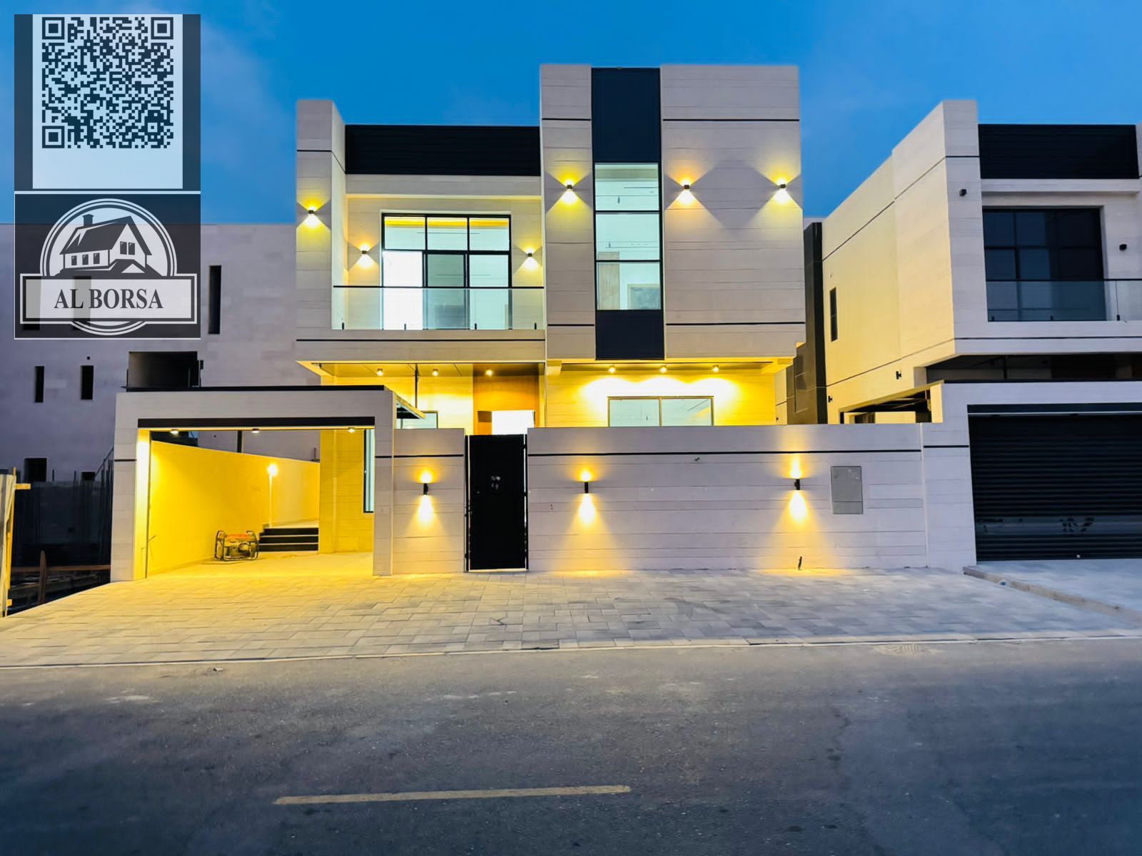 For sale in Al Bahia area, Ajman: a villa with 5 master bedrooms, a majlis, a living room, and a maid's room.