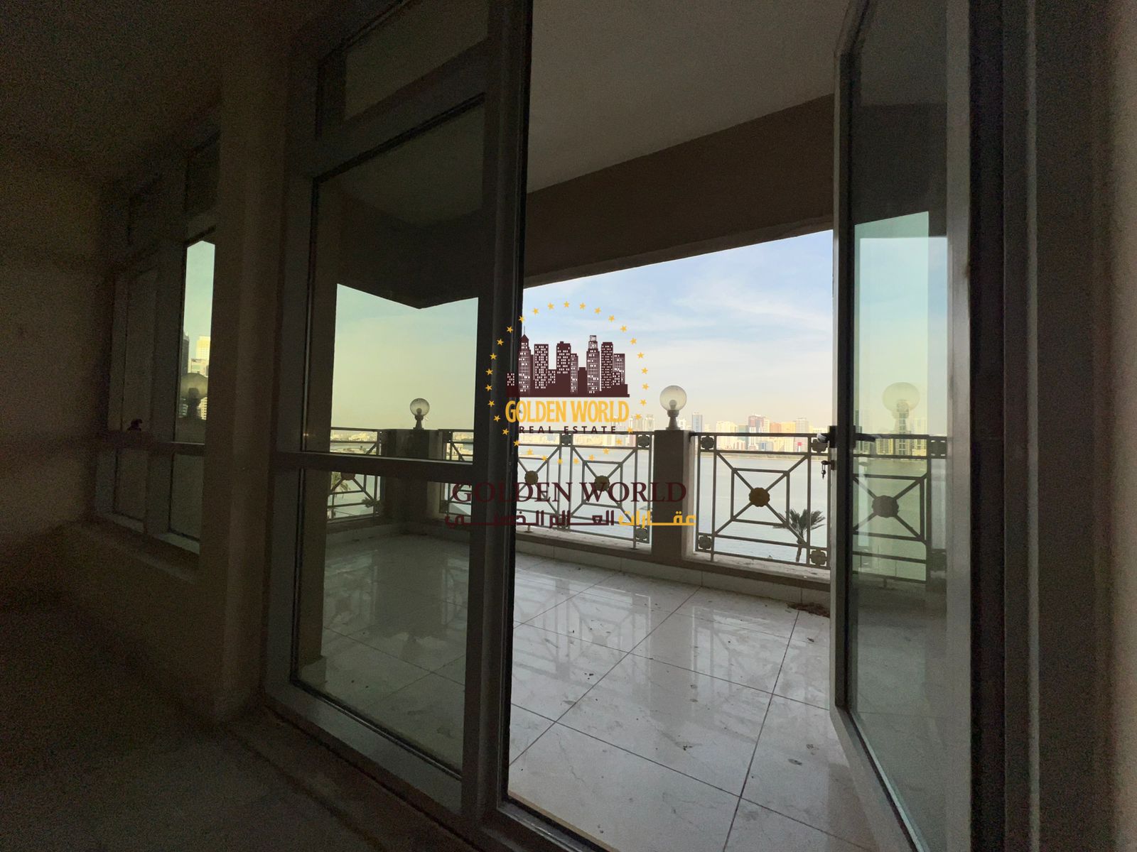 Luxury 3-master-bedroom apartment with hall and sea-view terrace for annual rent in Sharjah Al Majaz 3, with parking and full services for only AED 95
