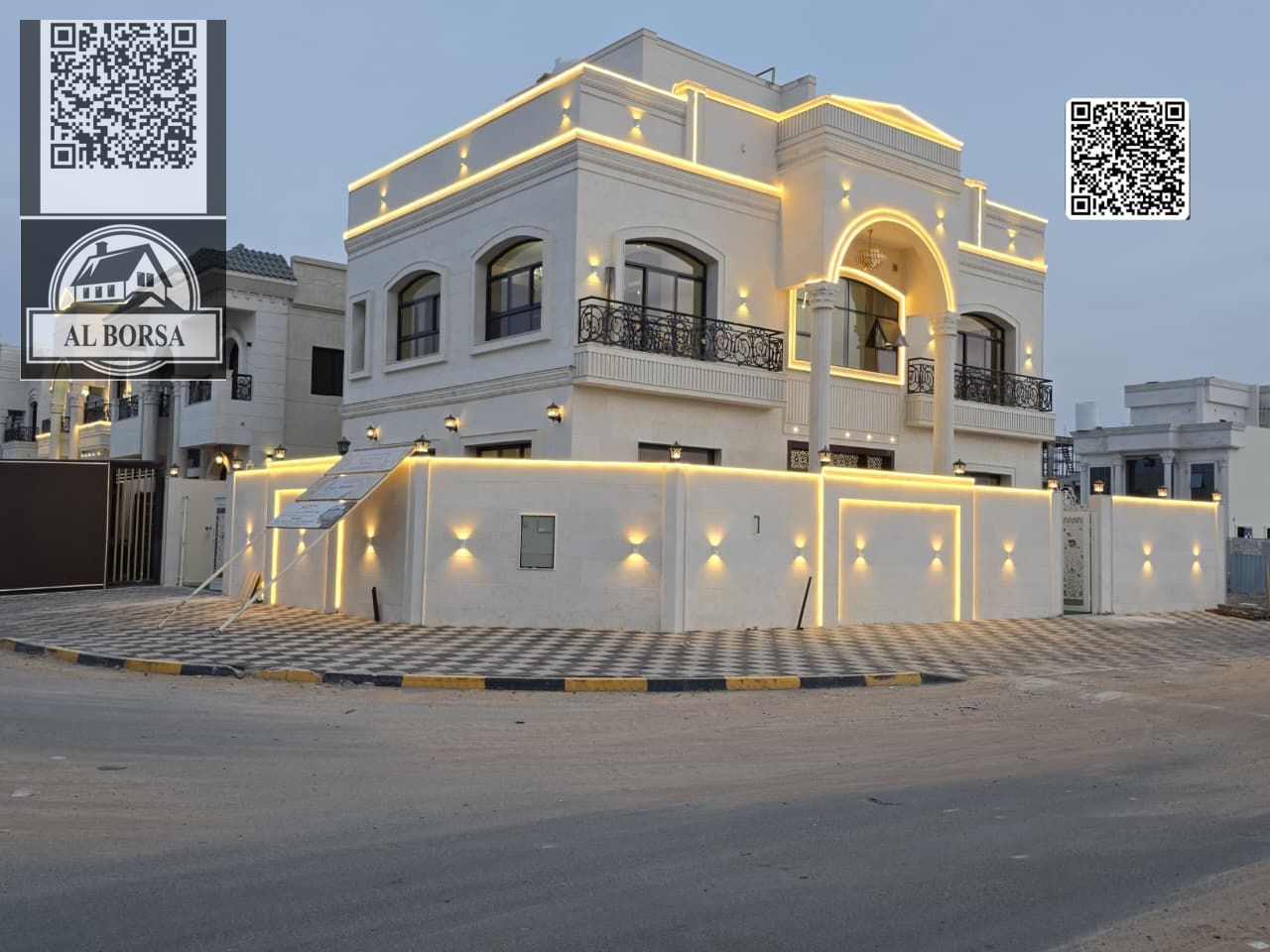 Villa for sale in Al Helio area, Ajman. 5 bedrooms, outdoor and indoor parking. Living room