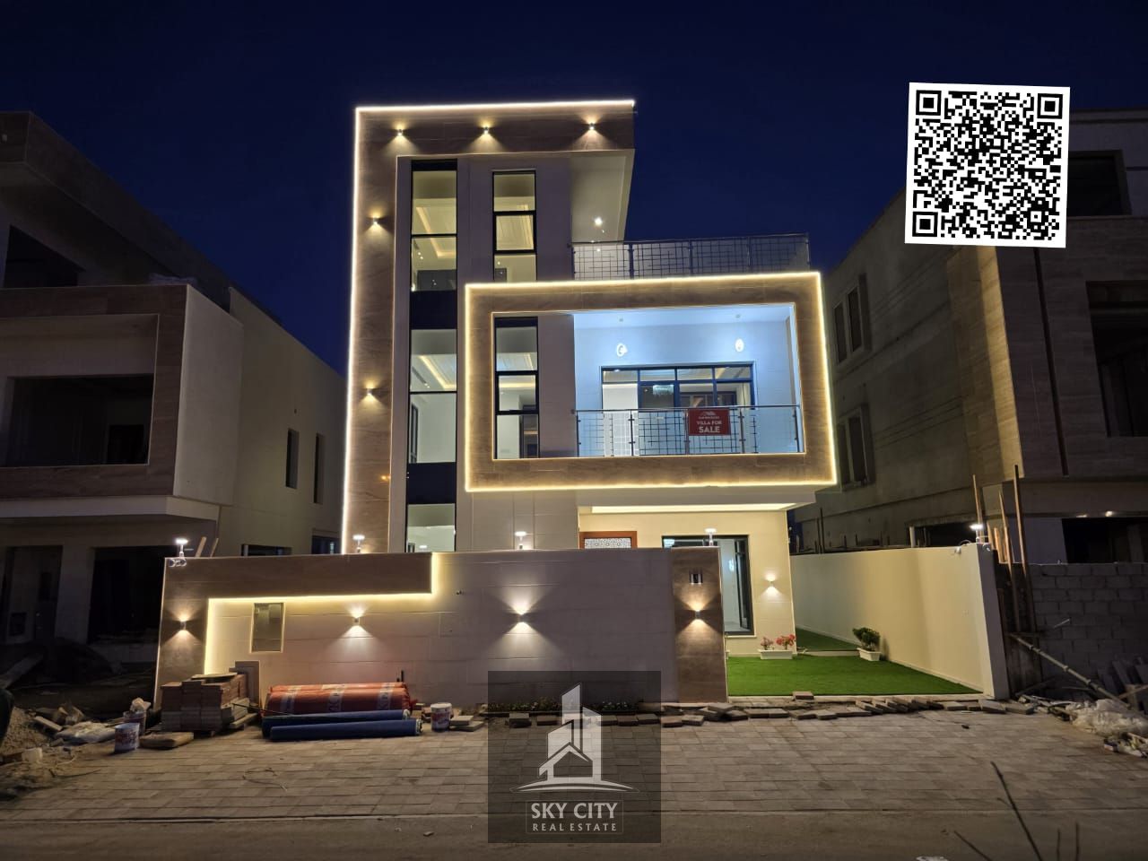 Villa for sale at a very special price, including registration fees, next to the mosque and all services, and just one minute from Sheikh Mohammed Bin