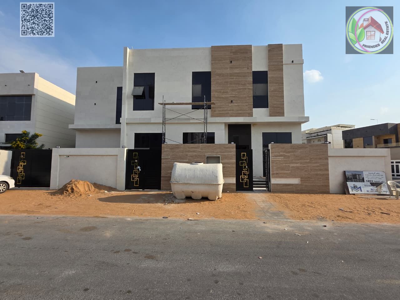 Villa in Al Zahiyah area, Ajman | Corner plot on two streets | Freehold for all nationalities | Close to Mohammed Bin Zayed Road | Close to the mosque