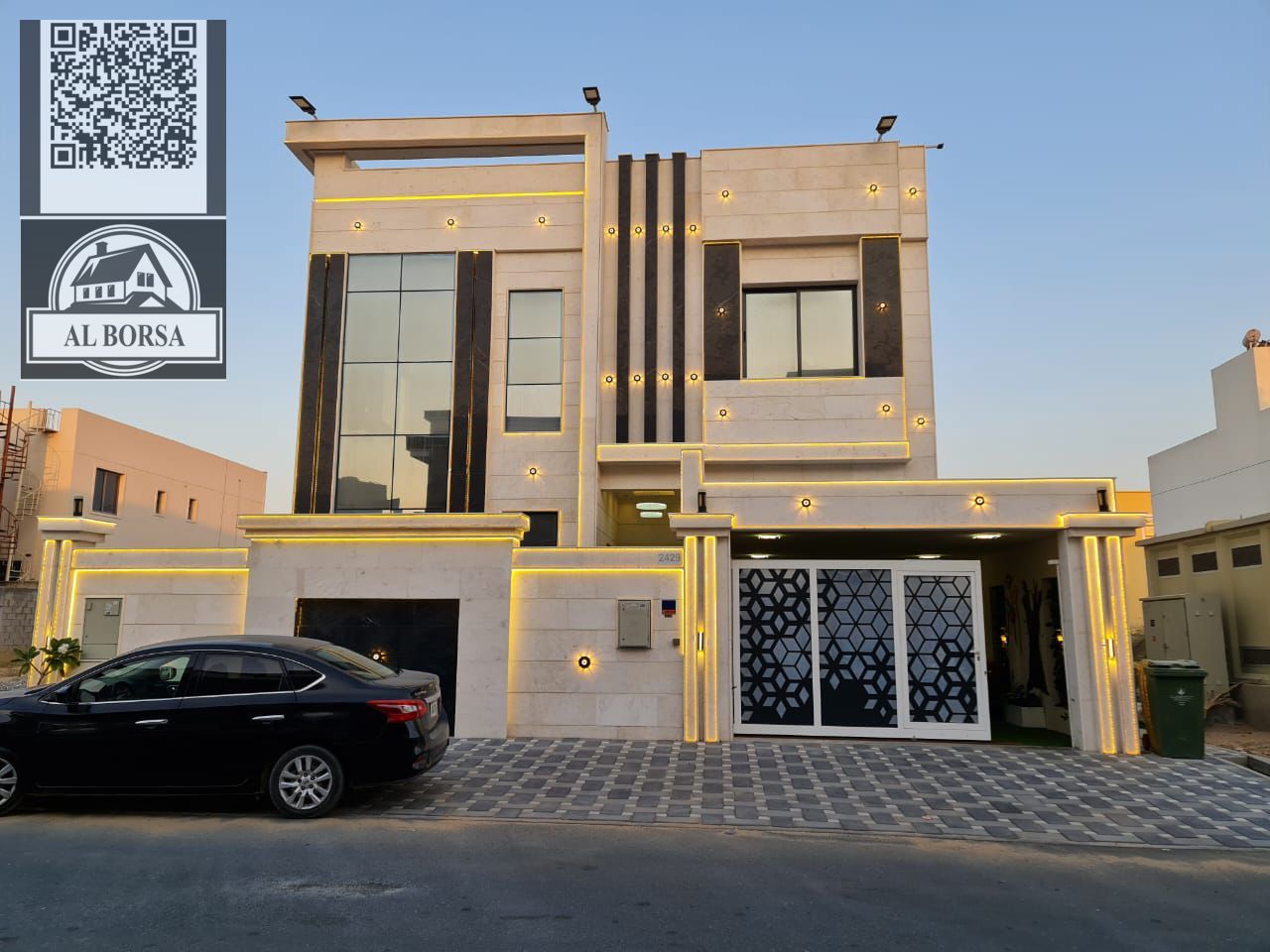 Villa for rent in Al Yasmin, ground floor, first floor and roof, 6 master bedrooms, living room, hall and maid's room