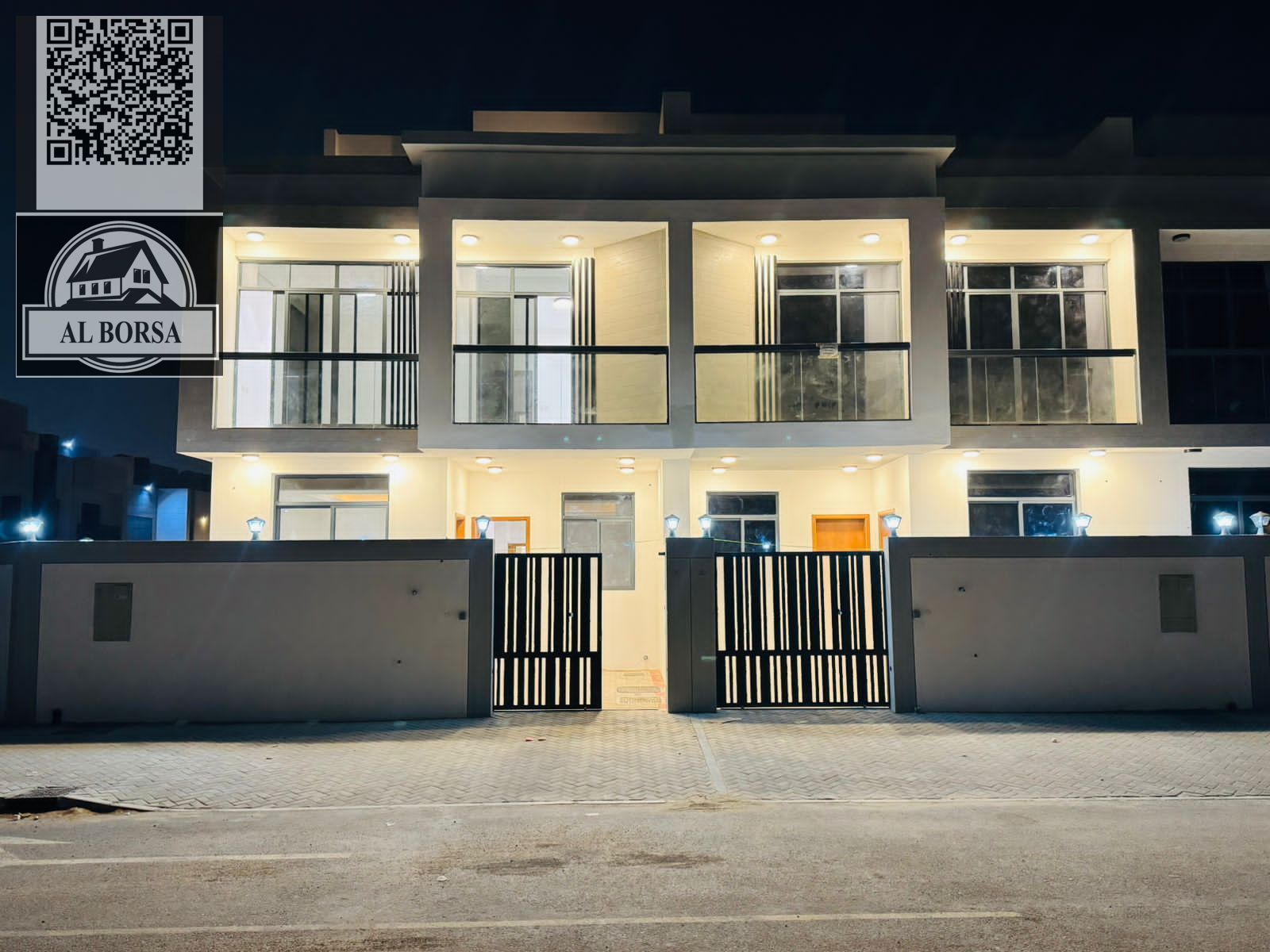 For sale in Al Bahia, a two-story townhouse with a roof, 6 master bedrooms, a living room, and a majlis.