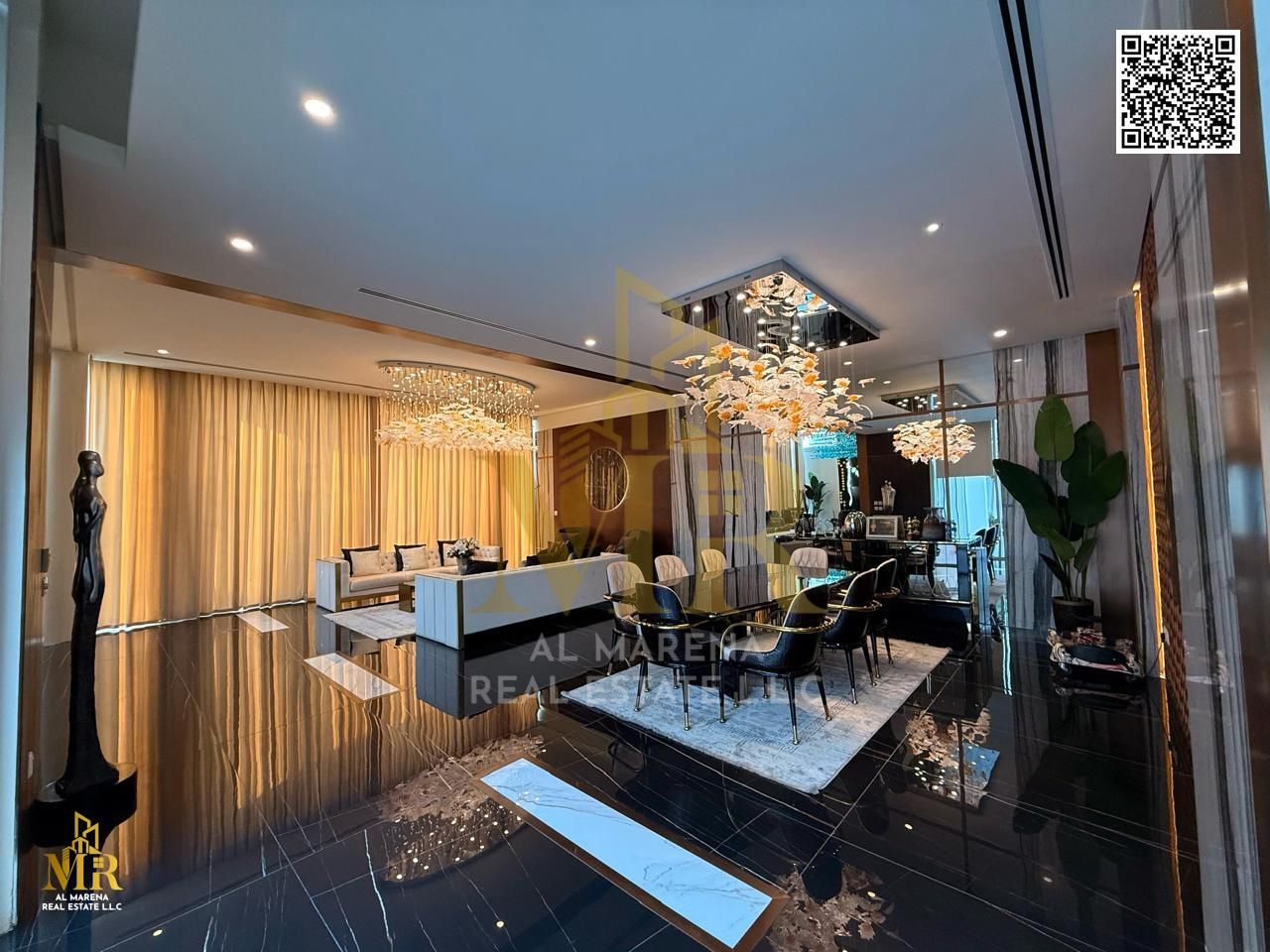 Direct golf-view villa, 2 floors + roof, six bedrooms, with a price including electricity, water, and ACs. A premium opportunity in a prime location.
