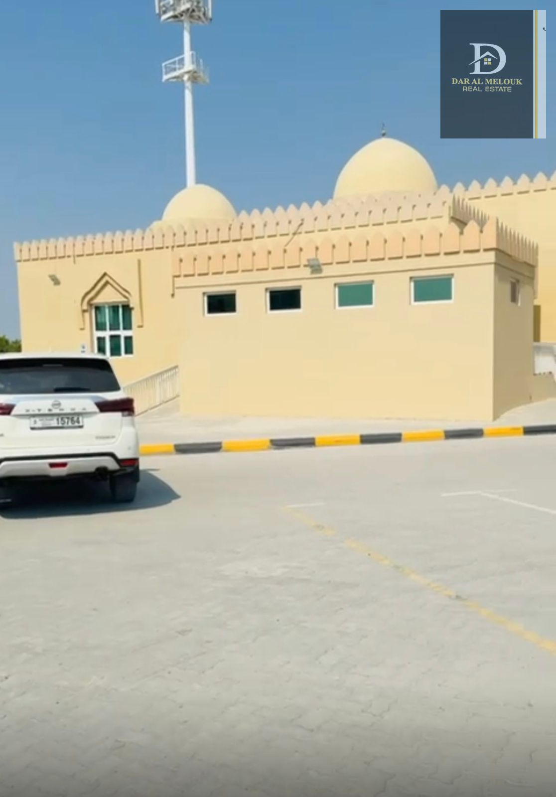 Residential villa for sale in Sharjah Al Ramakiya area, corner plot Two streets, area 13,336 sq ft Ground and first floors First floor: