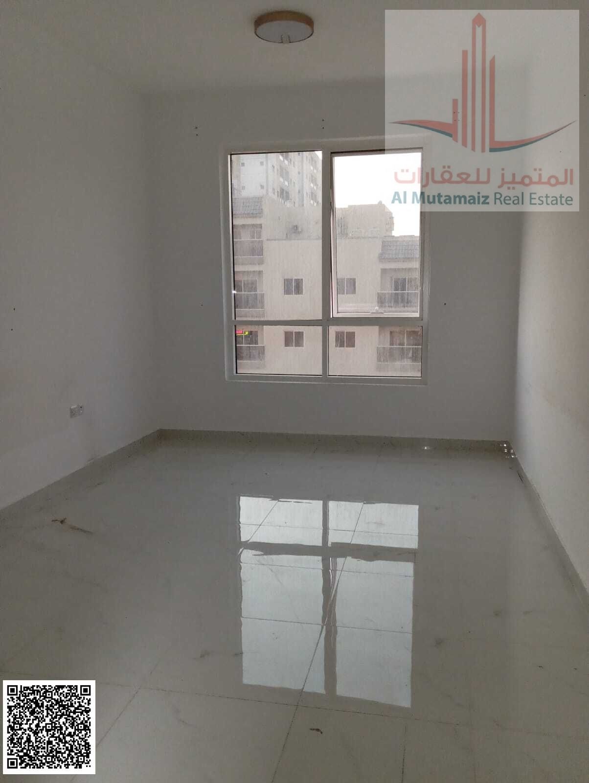 An apartment for rent: one bedroom, a hall, a kitchen, and two bathrooms, finished to a super deluxe standard, located in Al-Jurf Industrial Area 3.