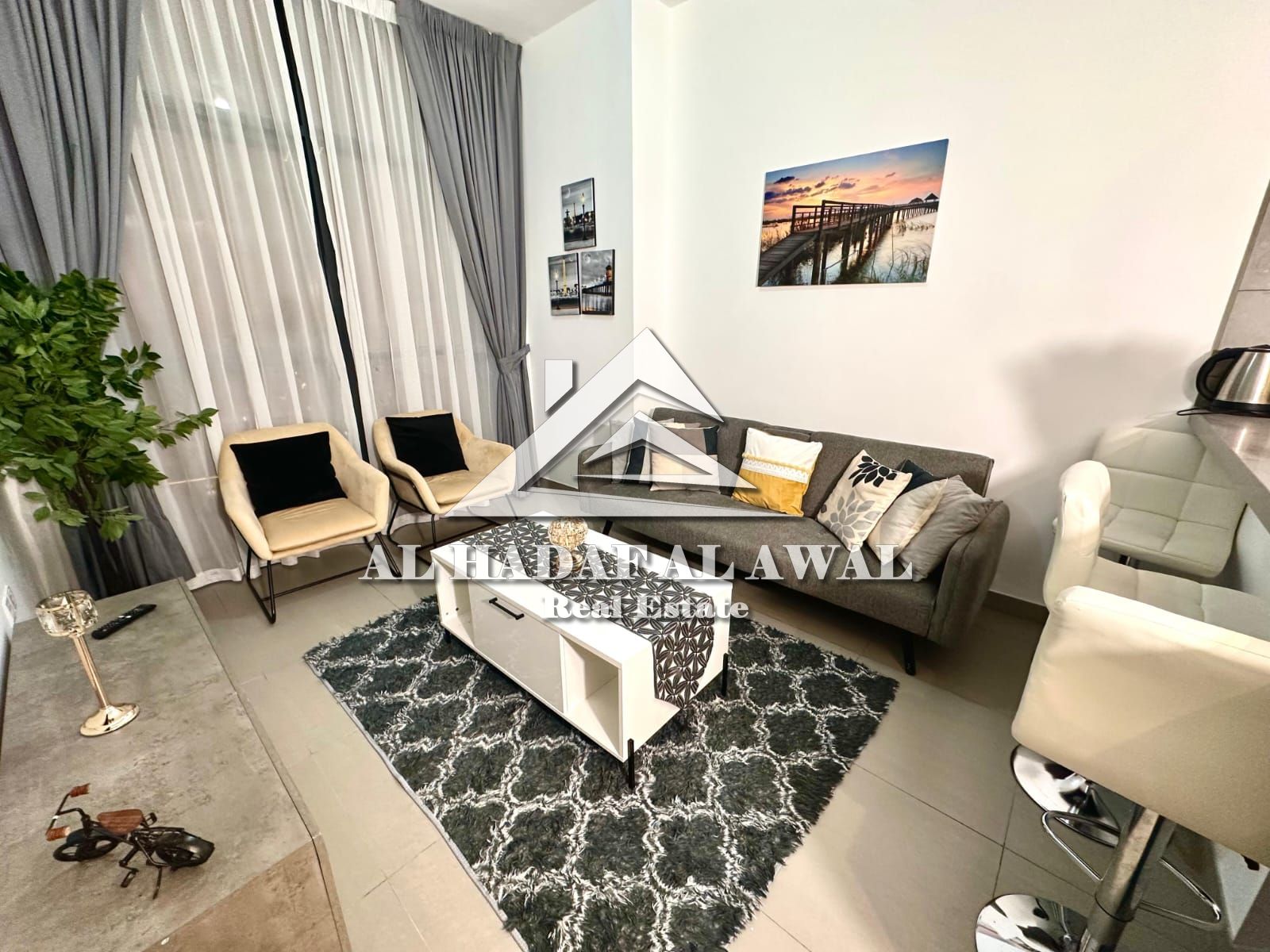 For monthly rent in Al mamsha area, a room and a hall with free internet