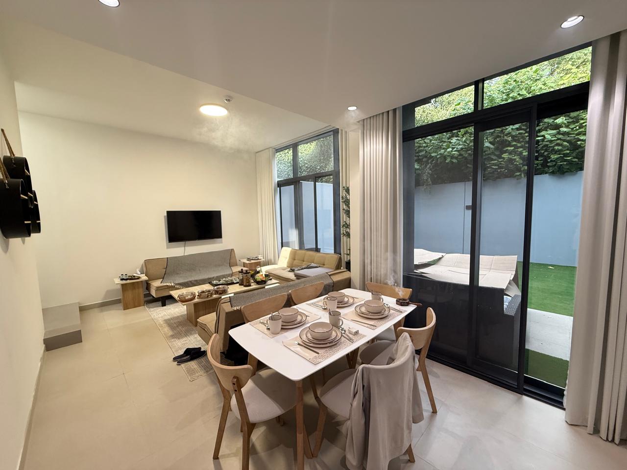 Full furnished!!!_ Brand new 2Bedroom Townhouse!_ maid room 4 bathroom with Garden 130k 4 chq
