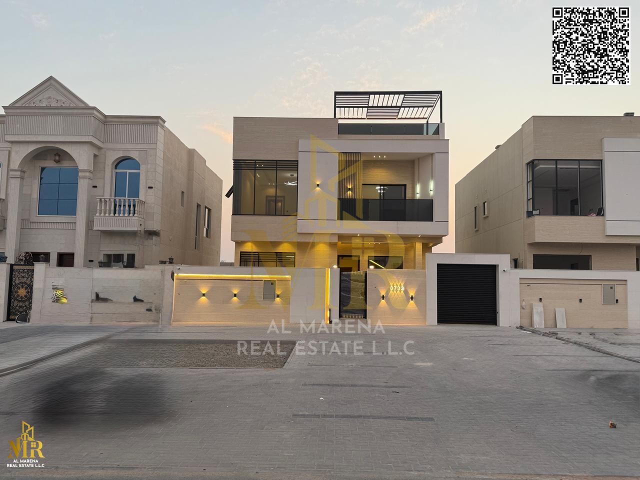 Villa in prime location near Azha Complex, 2 floors + roof, 5 bedrooms, 15m outdoor setback, super deluxe finishes. Perfect for luxury living.