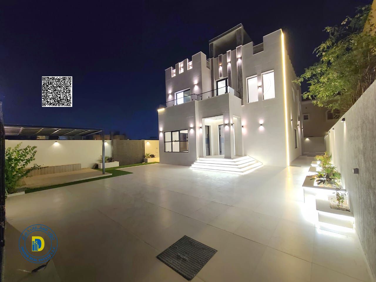 luxury, a spacious 5-bedroom villa in Al Muwaihat 1, including electricity, water, and AC. Super deluxe finishing. Bank financing. Freehold