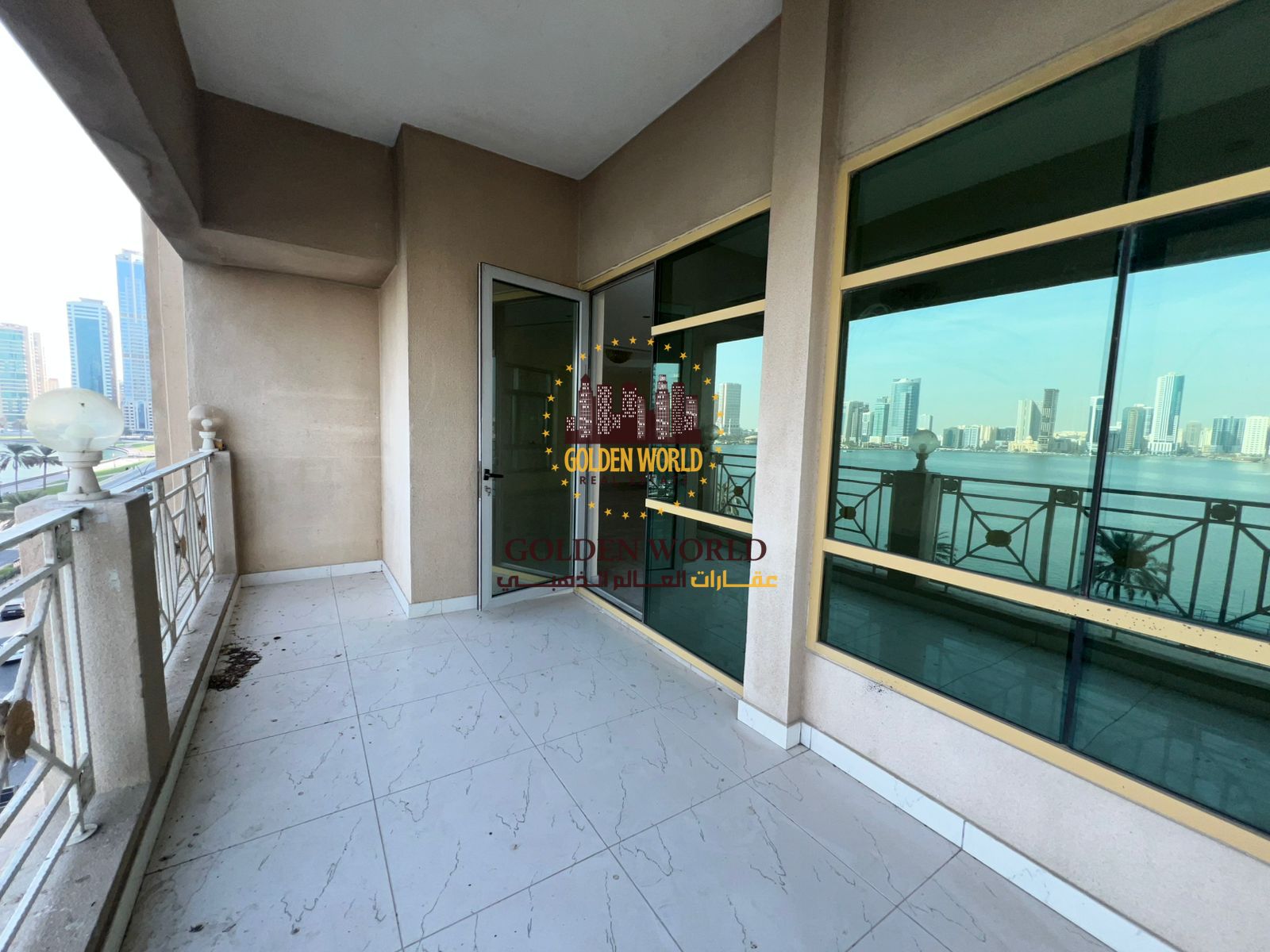 Apartment for rent in Al Majaz 3, Corniche view, 3 master bedrooms + living room, 6 bathrooms, terrace balcony, parking, maid & laundry room, extra ki