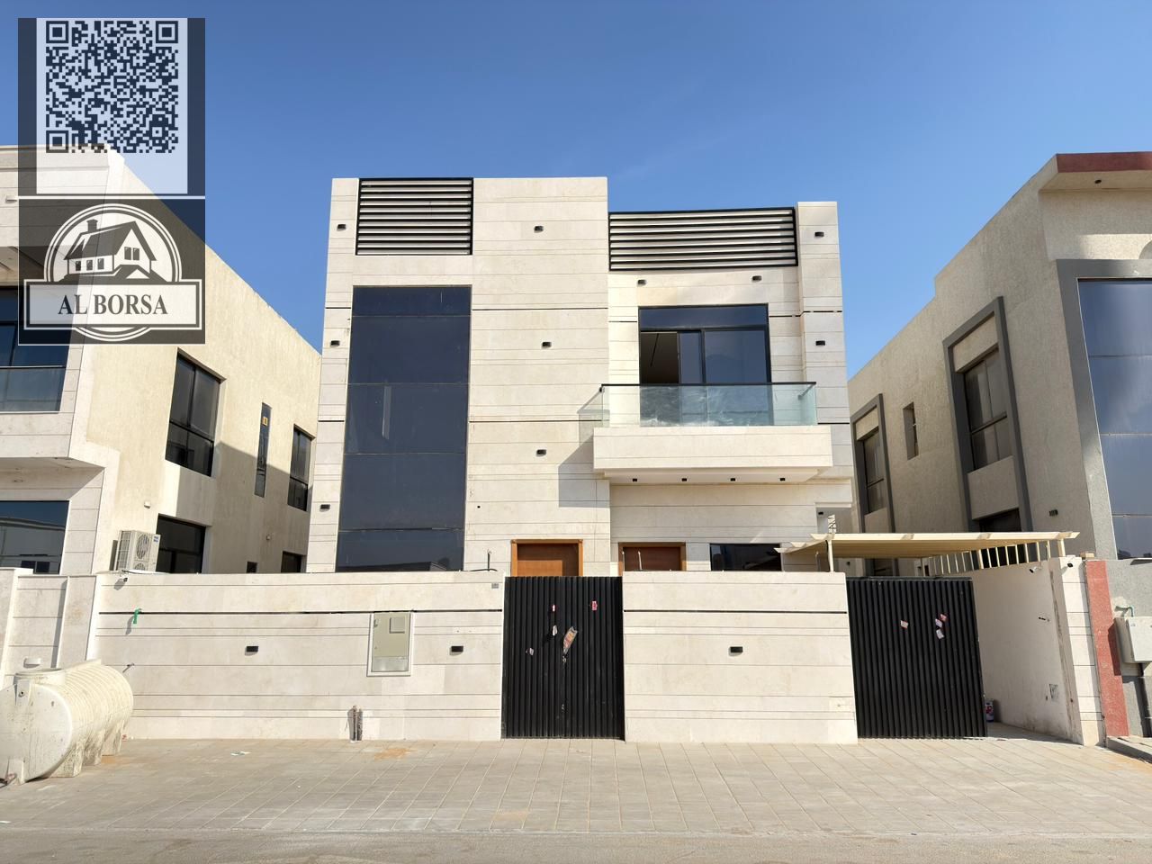 For sale in Al Zahia, a two-story villa with a roof, 5 master bedrooms, a living room, a majlis with a kitchen, and a maid's room.