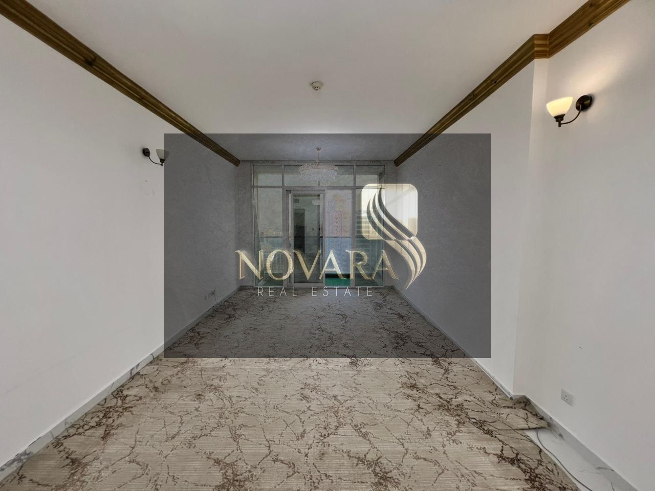 bedroom apartment with balcony in Al Waha Towers, 2 baths, free parking & pool, prime living, annual rent AED 55k.