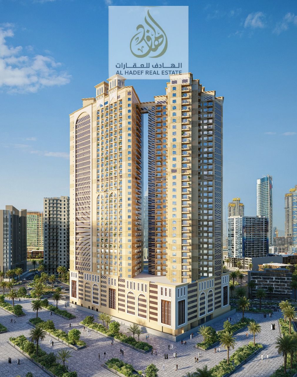 Two bedrooms and a living room, freehold ownership for all nationalities, with installments through the developer for 7 years with a 5% down payment.