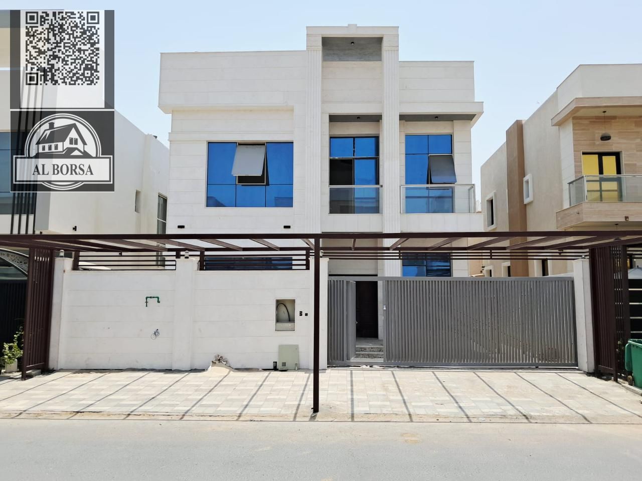 For sale in Al Yasmin, including electricity, water, and air conditioning, five master bedrooms, living room, hall, maid's room