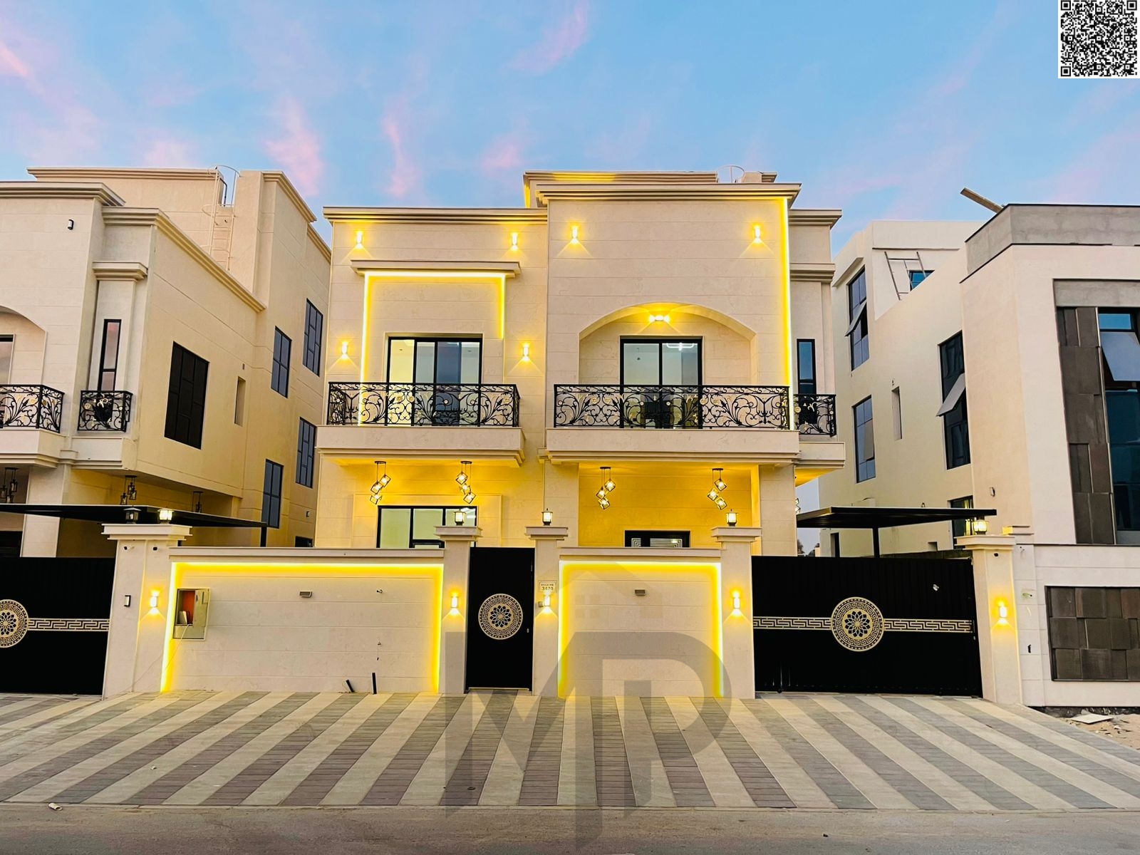 Luxury two-story villa + roof with a modern design, featuring 6 master bedrooms, an elegant majlis, a spacious lounge, including registration fees and